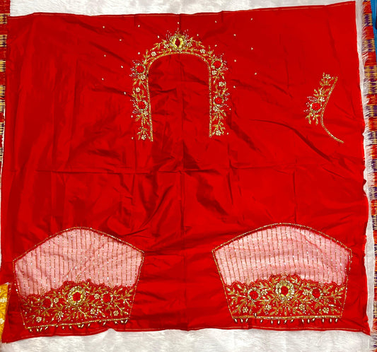 Royal red Maggam Work Blouse Piece