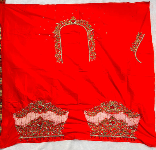 Royal red Maggam Work Blouse Piece