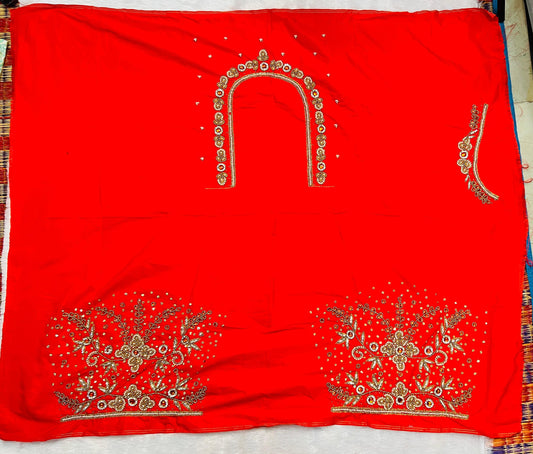 Royal red Maggam Work Blouse Piece