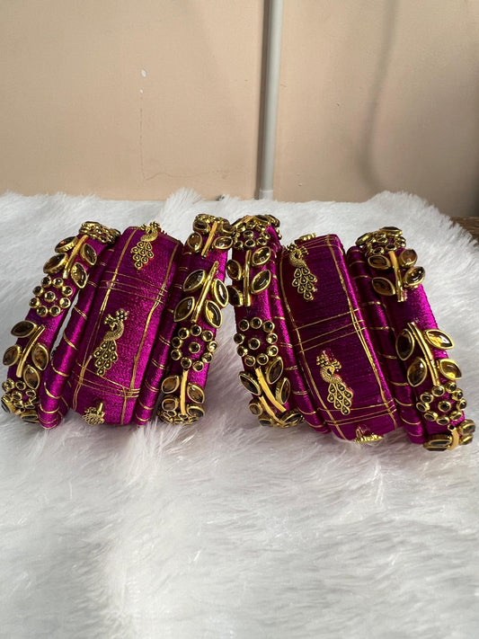 Elegant silk thread bangles set