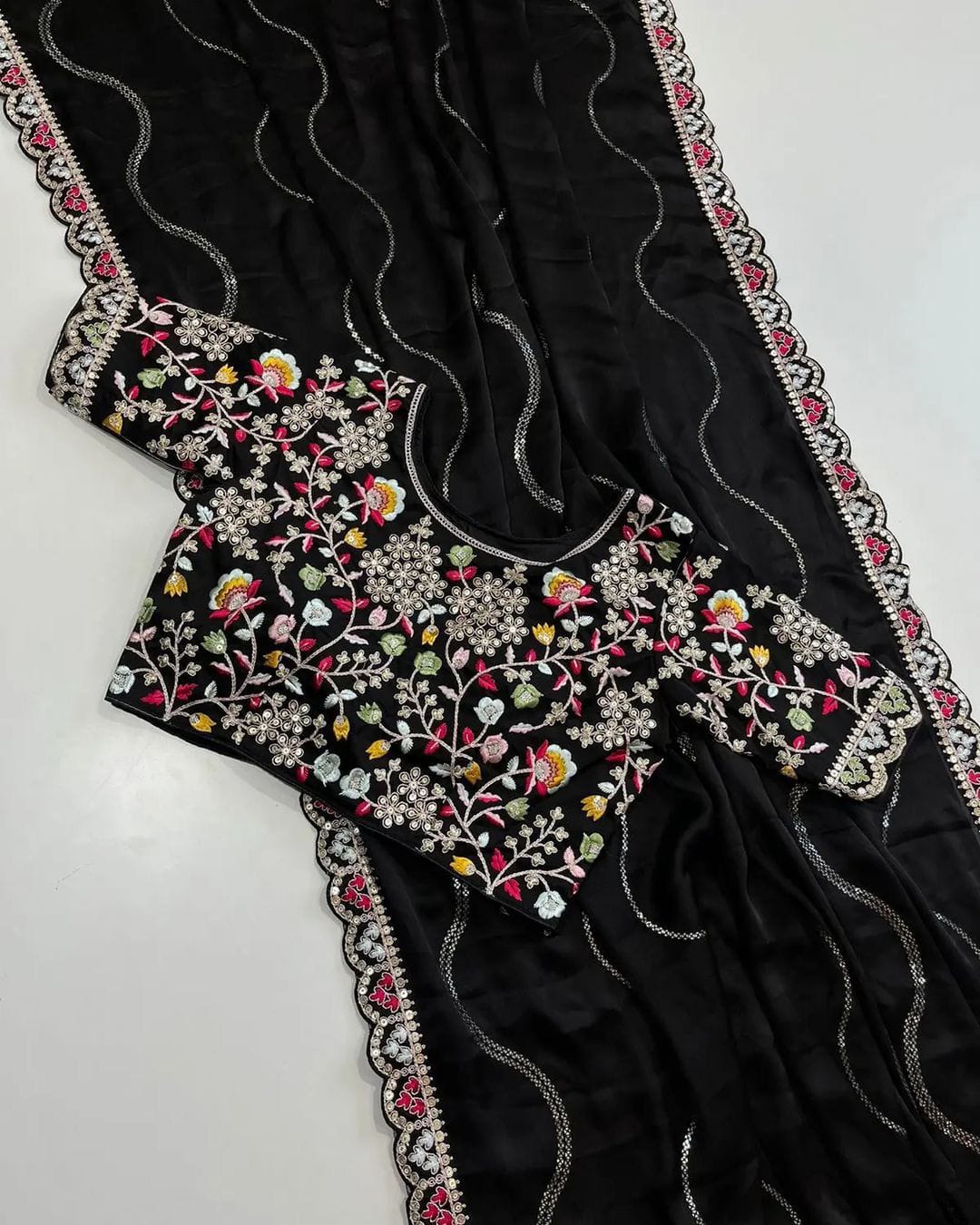 BLOOMING RANGOLI WORK SAREE