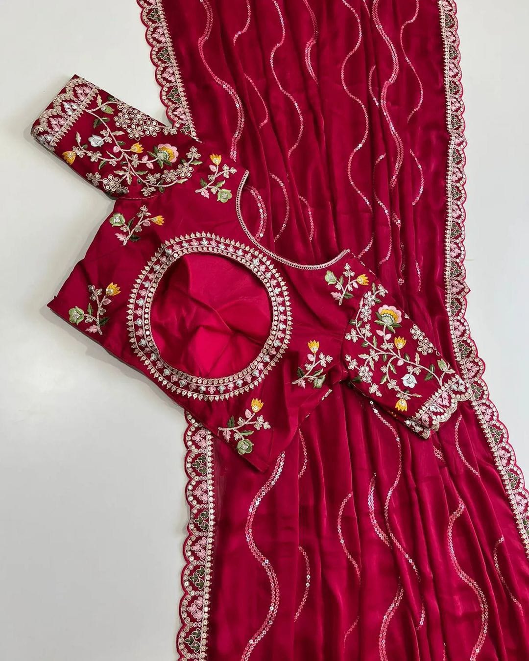 BLOOMING RANGOLI WORK SAREE