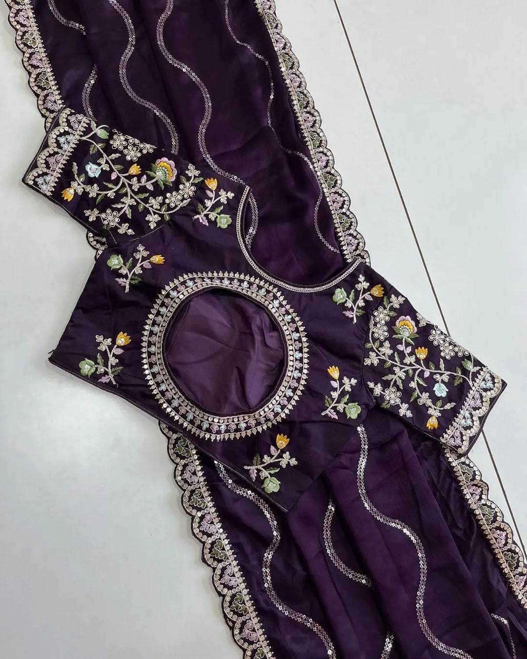 BLOOMING RANGOLI WORK SAREE